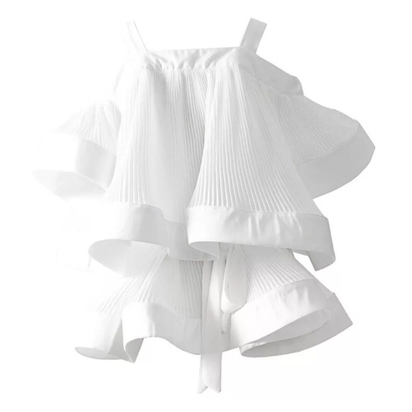 Eggshell White Flowing Ruffle Gorgeous Top - Picture 7 of 8